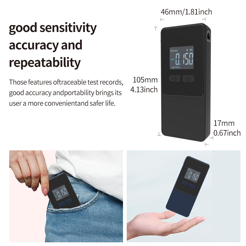 AT808 Portable Alcohol Tester with Advanced Fuel Cell Sensor Bluetooth Connectivity to AlcoCHECK App Large LCD Display